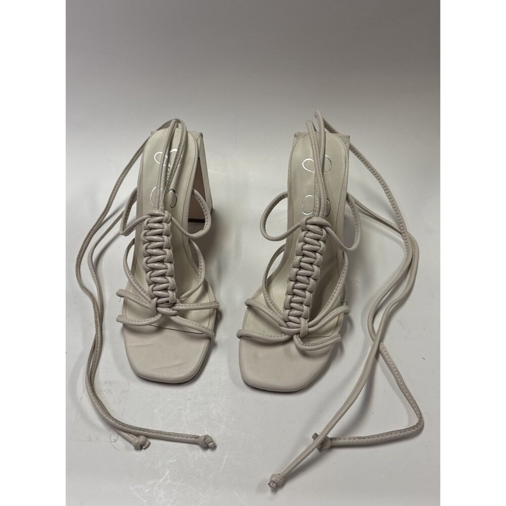 Jessica Simpson Women’s Meana Ankle Wrap Strappy Sandal Ivory Size 7 heeled